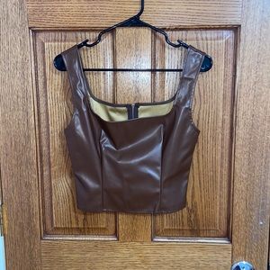 Beautiful faux leather cropped brown shein cropped tank top